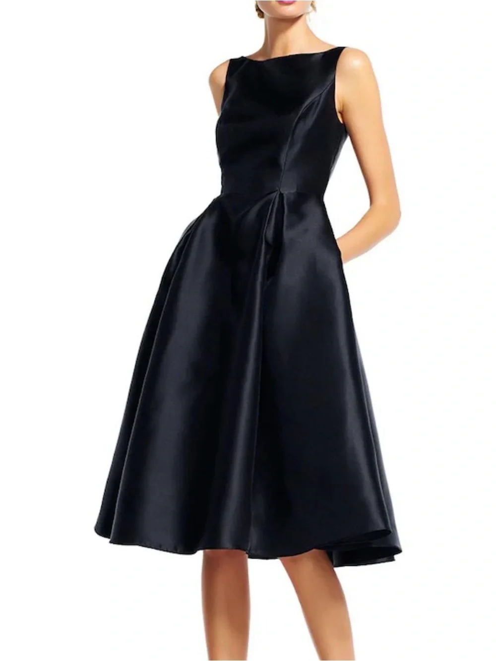 Adrianna Papell Black V-Back Sleeveless Tea Length Cocktail Party Dress NWT 16 - Picture 2 of 6